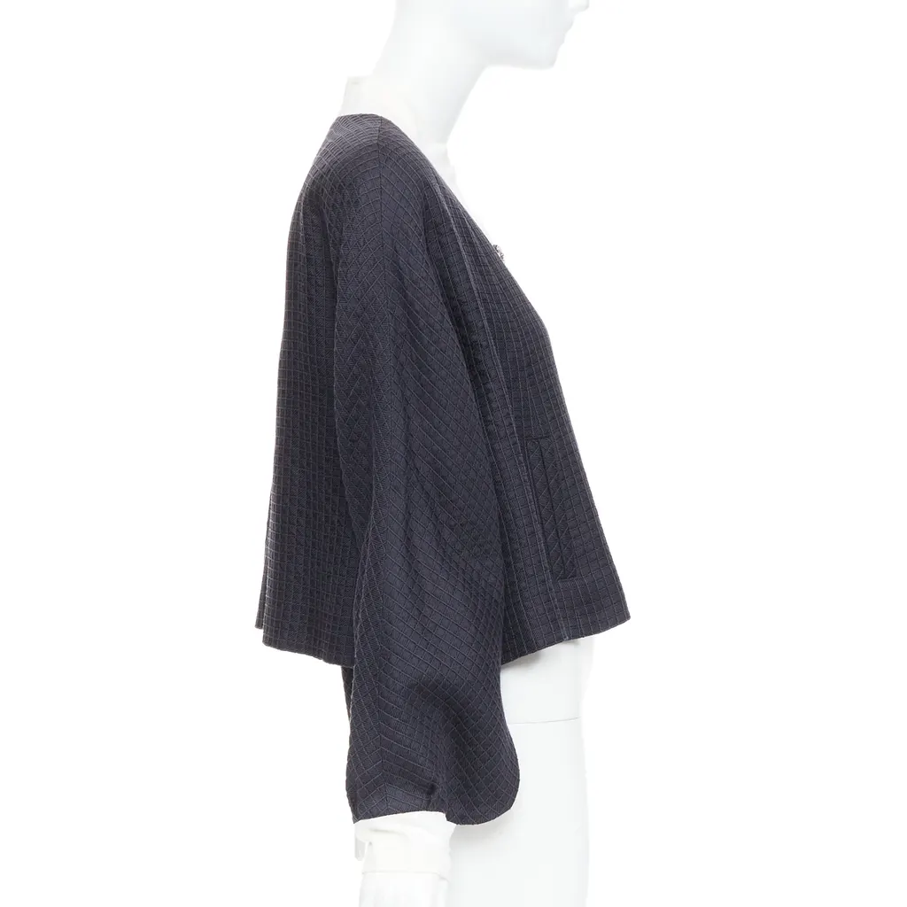 Chanel Silk Cotton Jacket Navy Silk Fair - Model View