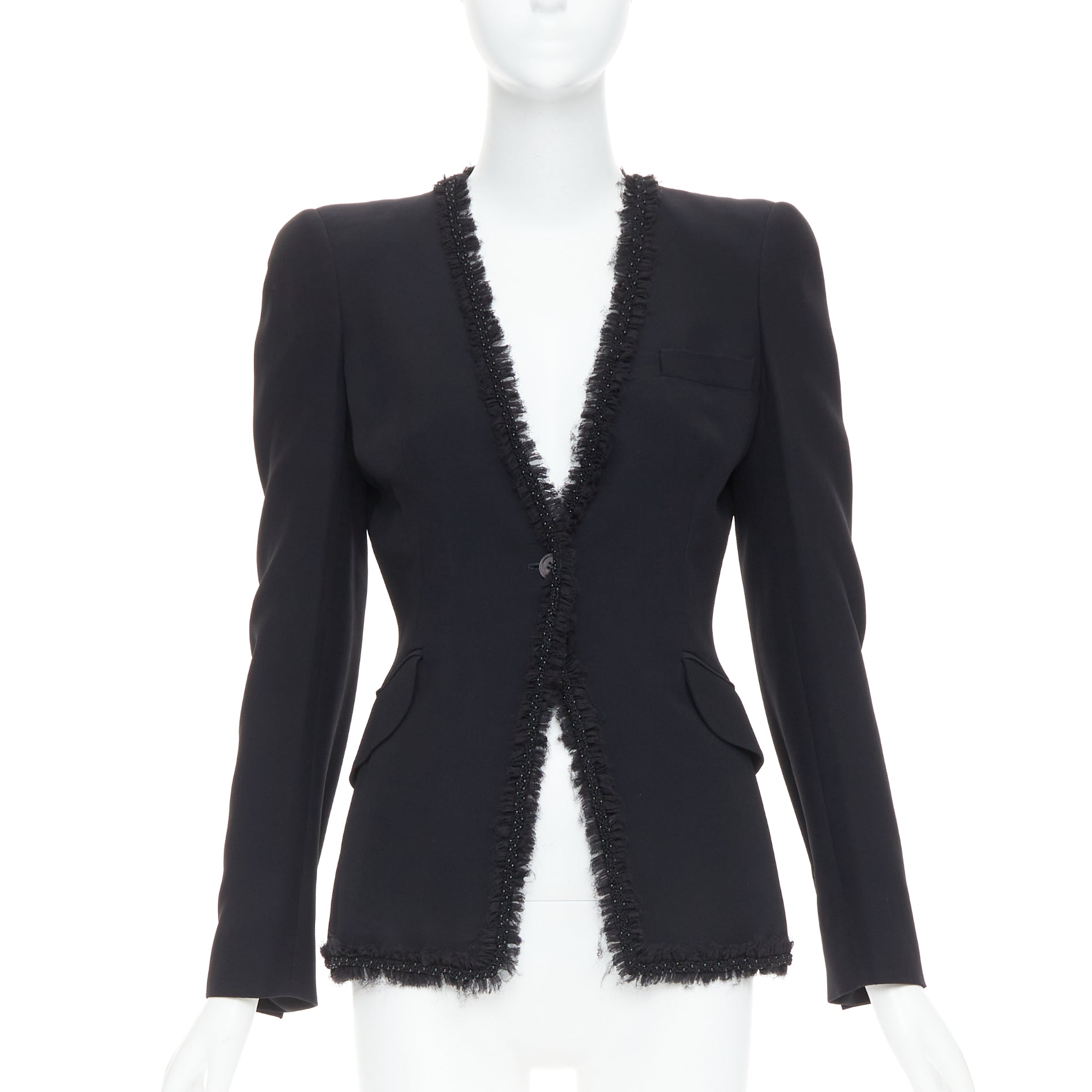 Alexander Mcqueen Beads Ruffle Blazer