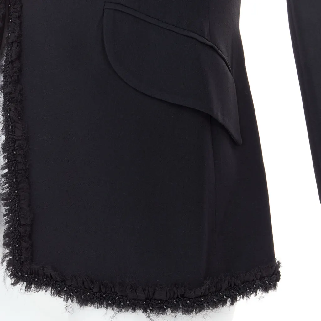 Alexander McQueen Beads Ruffle Blazer Black Viscose Very good - Back View