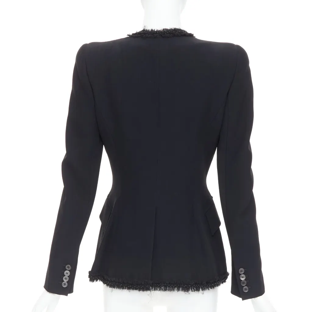 Alexander McQueen Beads Ruffle Blazer Black Viscose Very good - Box View