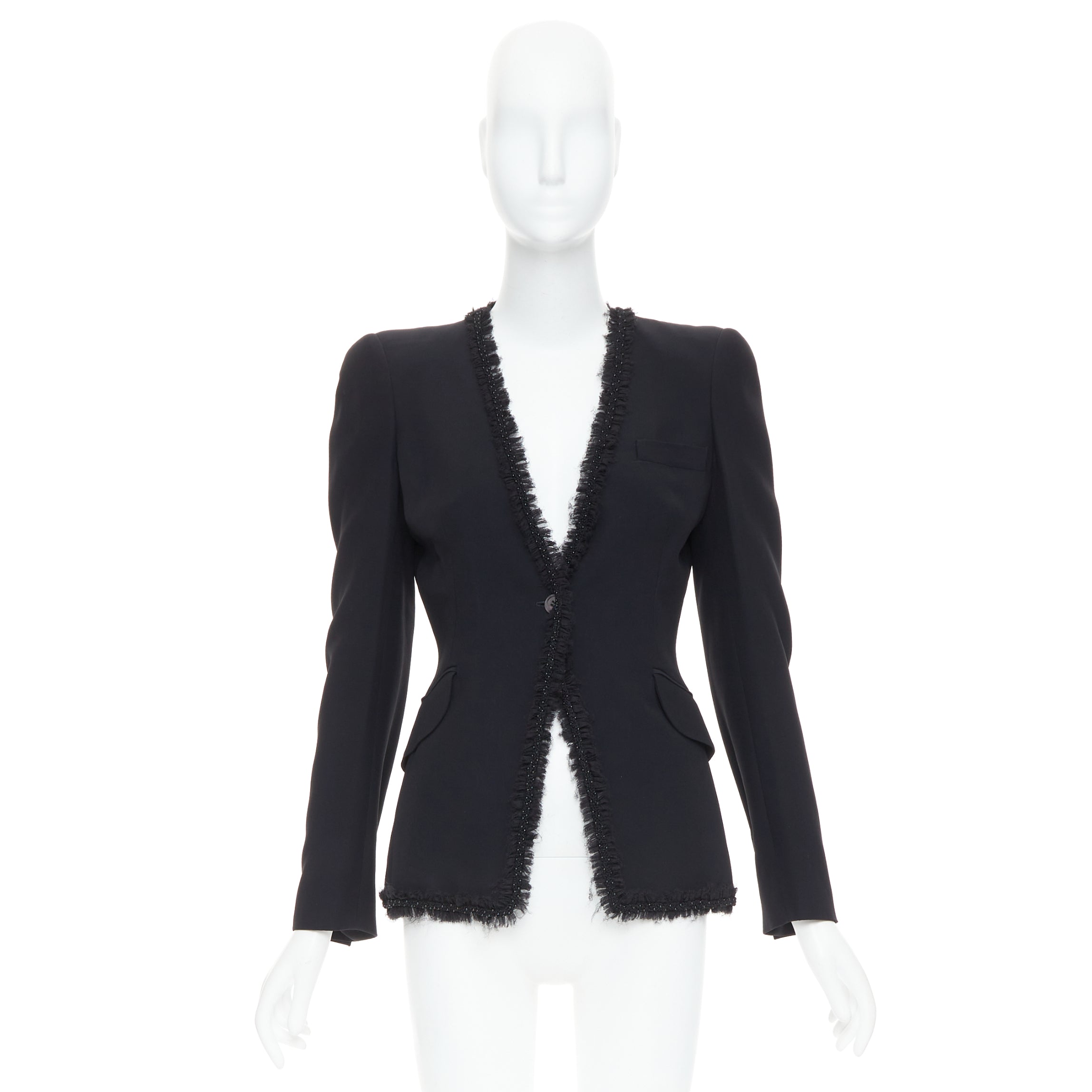 Alexander Mcqueen Beads Ruffle Blazer - Image 11