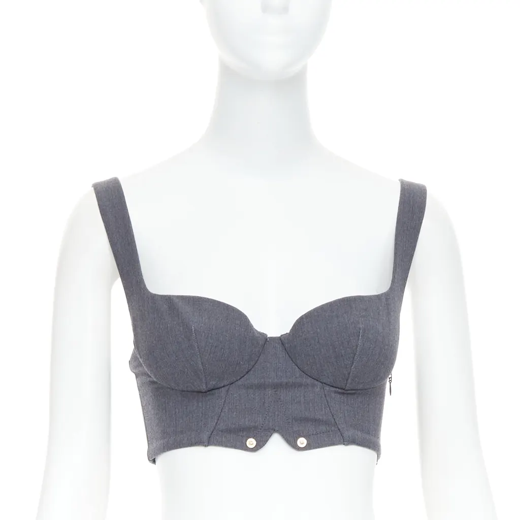 La Perla Gold Stud Bustier Grey Wool Very good - Front View