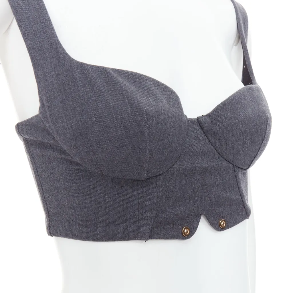 La Perla Gold Stud Bustier Grey Wool Very good - Back View