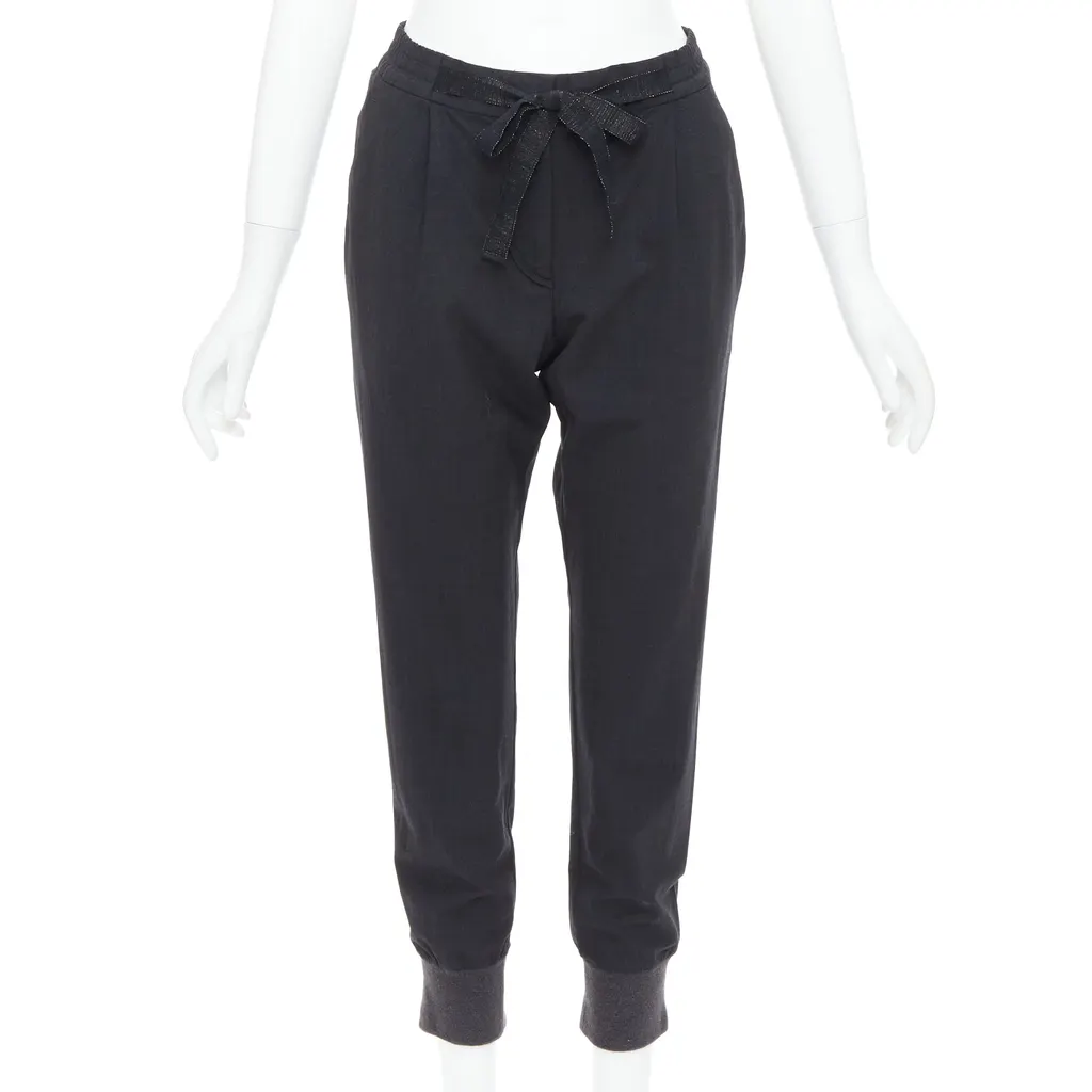 Brunello Cucinelli Relaxed Jogger Pants Grey Wool Very good - Front View