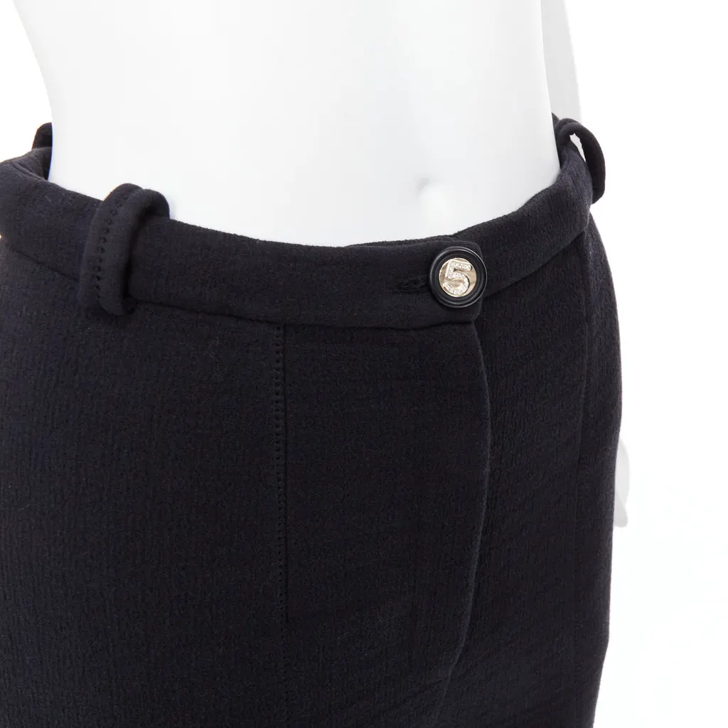 Chanel Crystal Button Pants Black Cotton Very good - Back View
