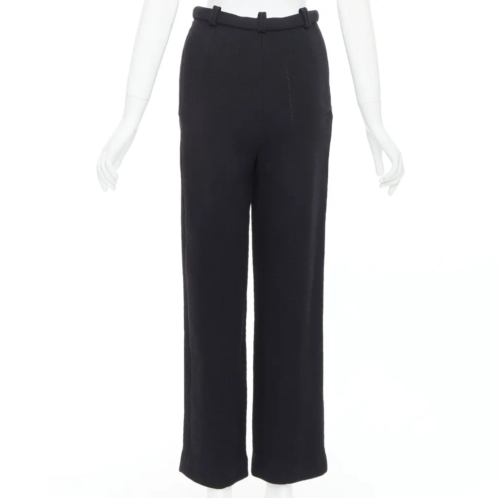 Chanel Crystal Button Pants Black Cotton Very good - Box View