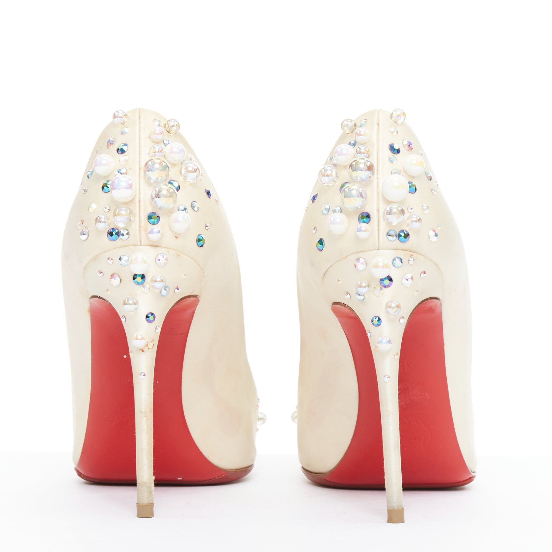 Christian Louboutin Pearl Bridal Pumps - Side view