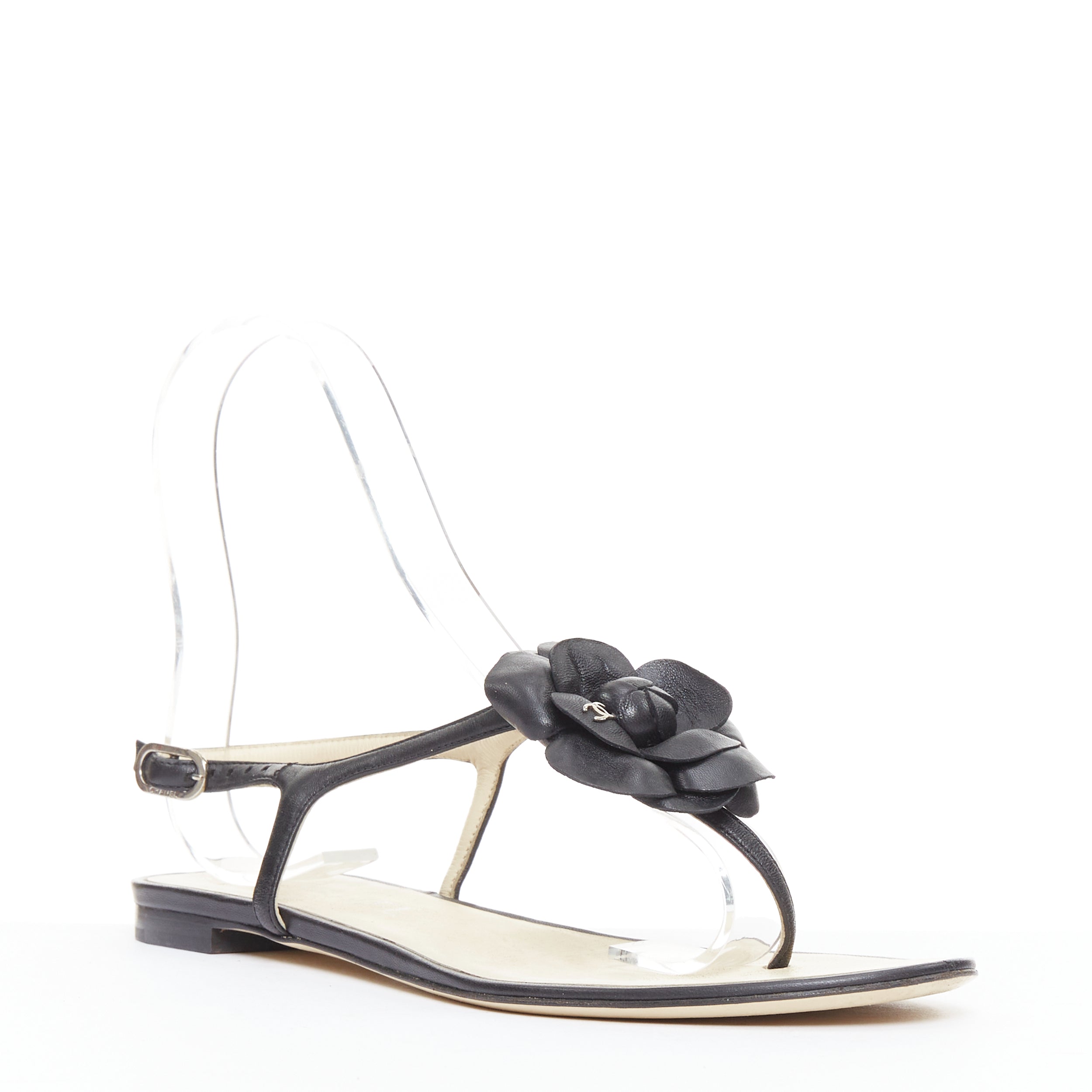 Chanel Camellia T-Strap Sandals - Image 6