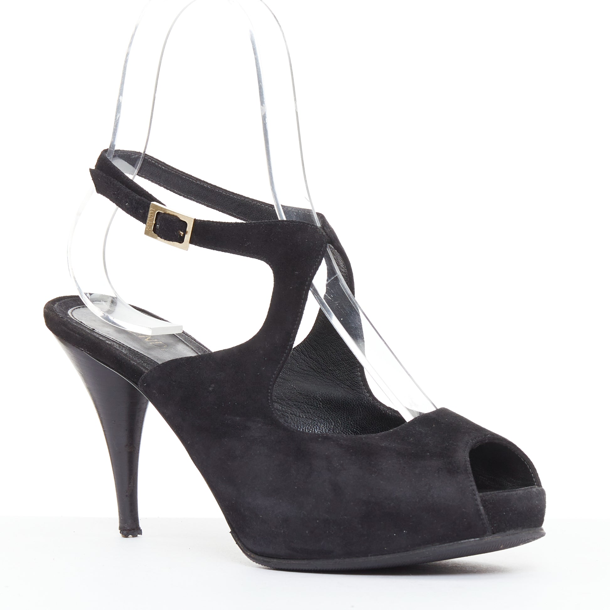 Fendi Gold Buckle Pumps - Back view