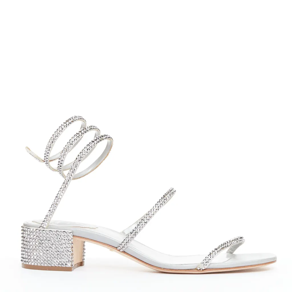 Rene Caovilla Cleo 45 Silver Leather Very good - Front View