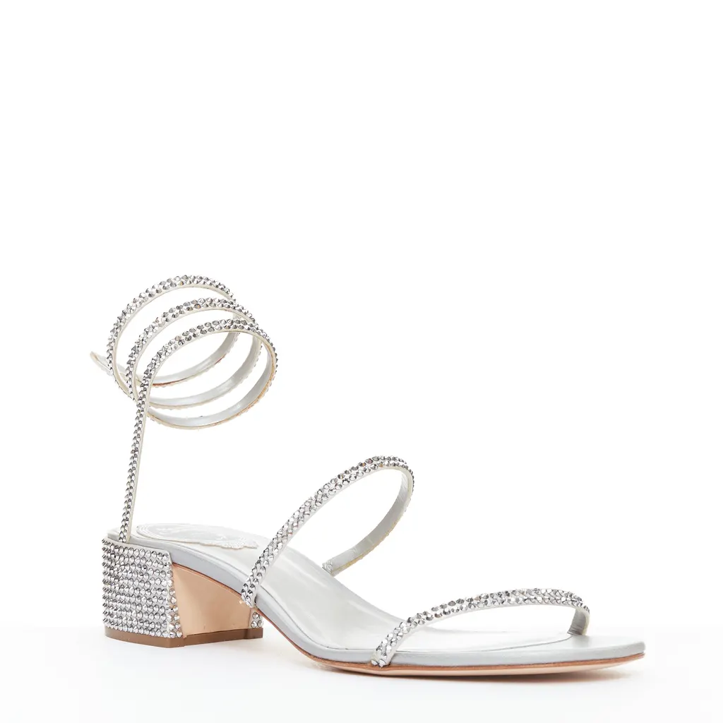 Rene Caovilla Cleo 45 Silver Leather Very good - Back View
