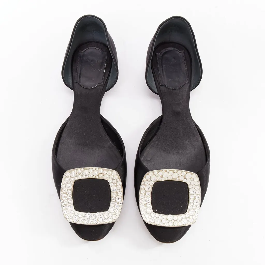 Roger Vivier Chips Strass Black Silk Very good - Front View