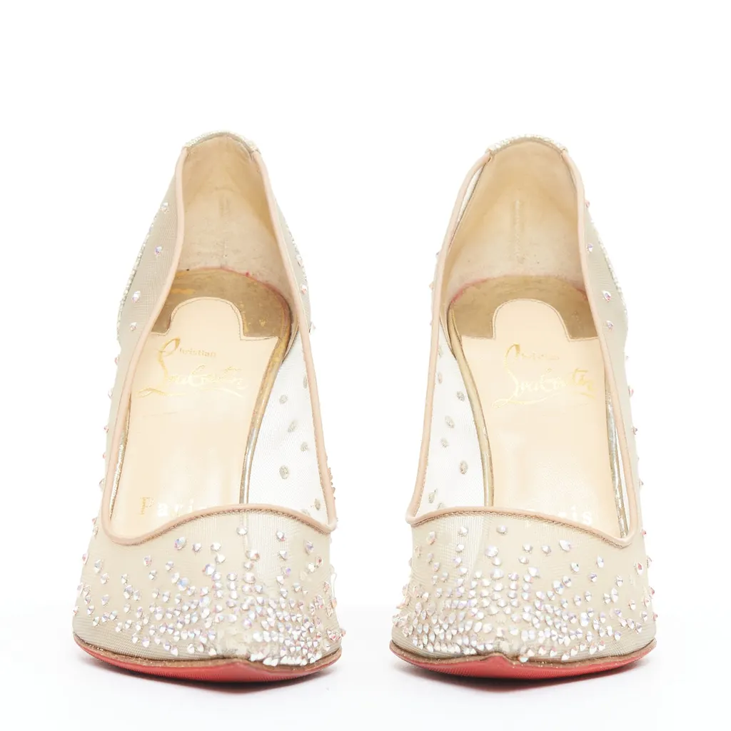 Christian Louboutin Follies 100 Beige Leather Good - Inside View