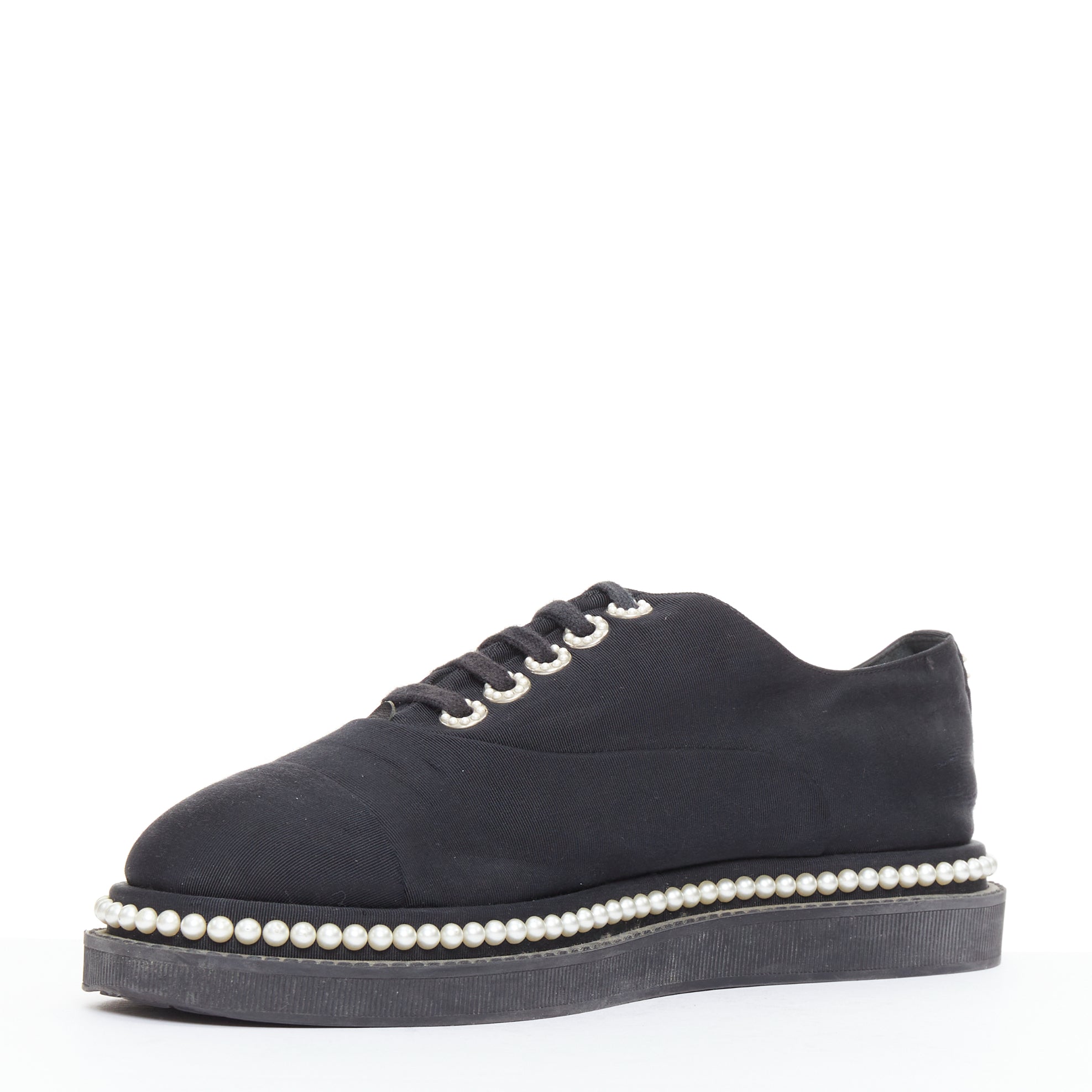 Chanel Pearl Lace Derbies - Image 6