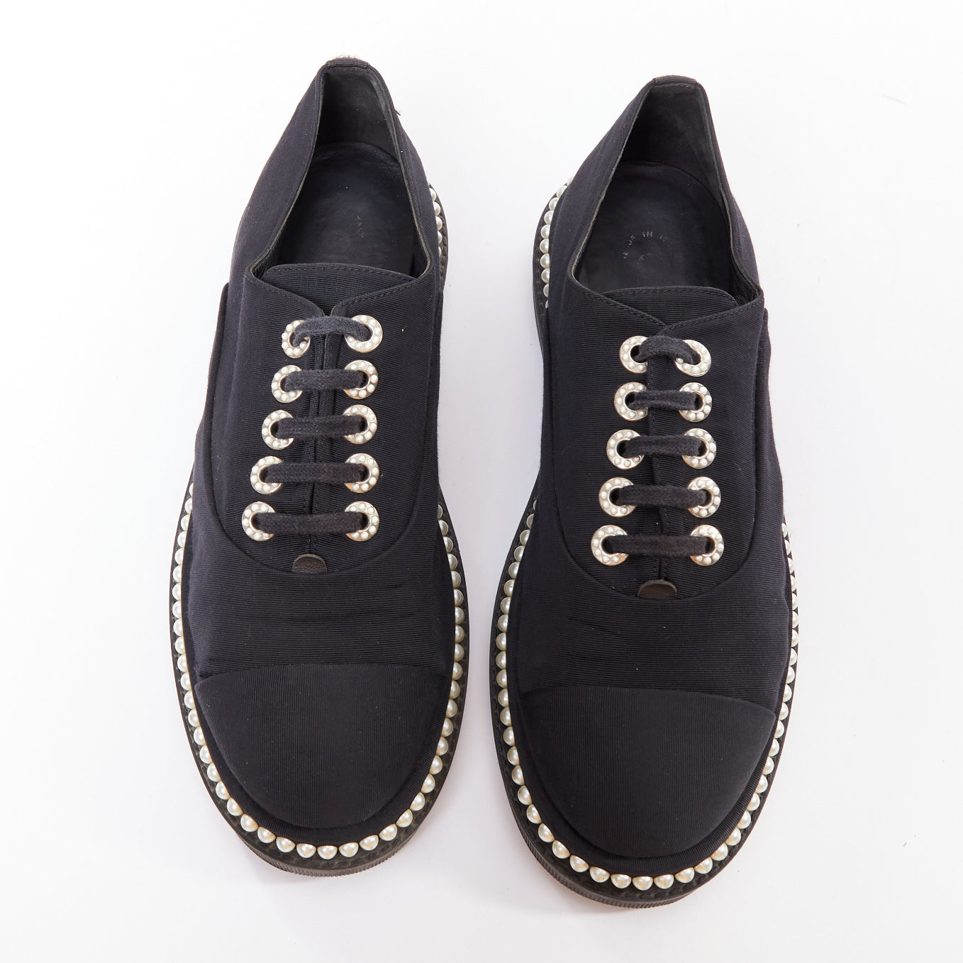 Chanel Pearl Lace Derbies - Side view