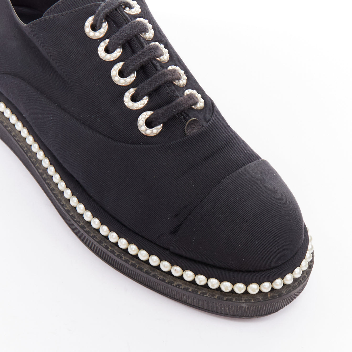 Chanel Pearl Lace Derbies - Image 10