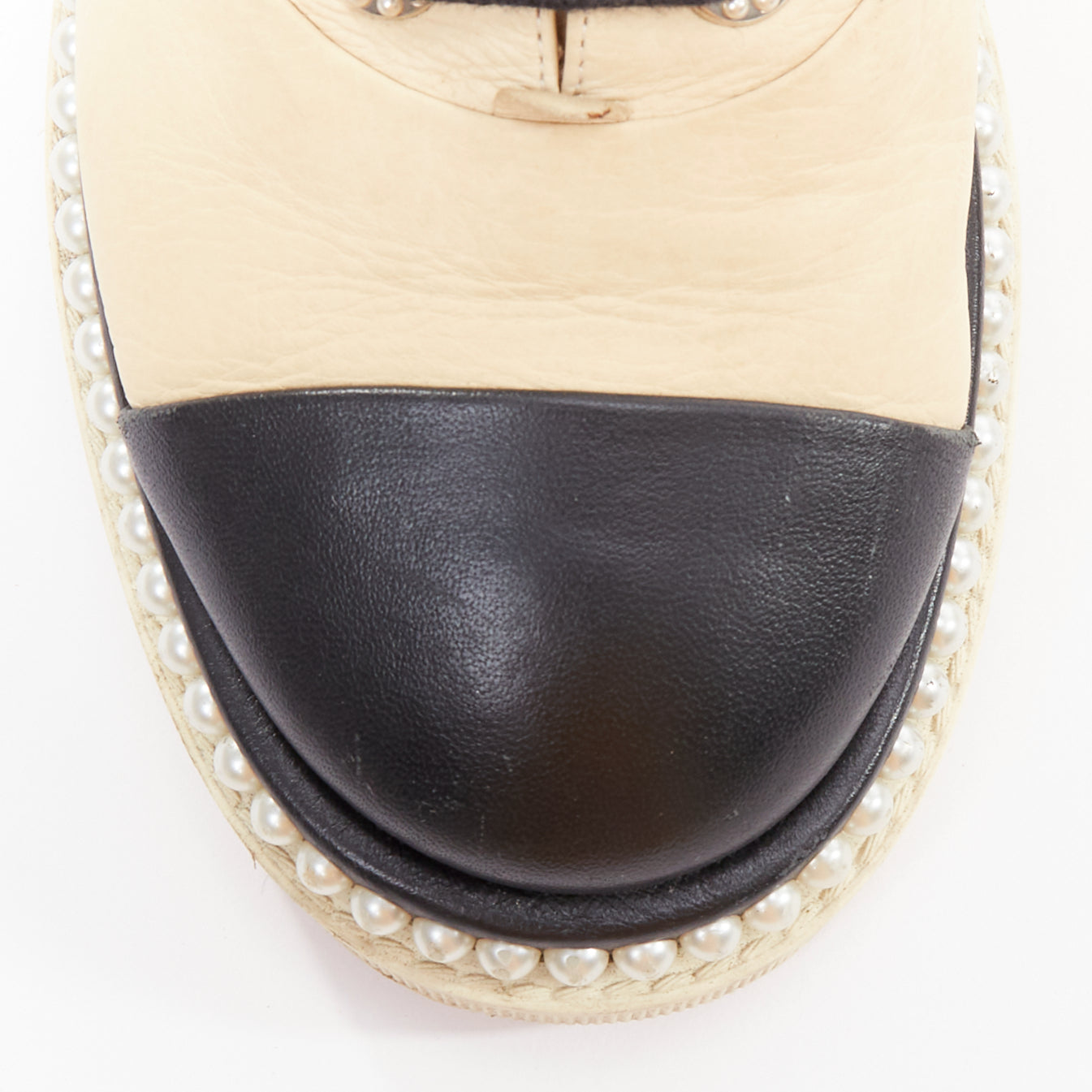 Chanel Leather Pearl Derbies - Side view