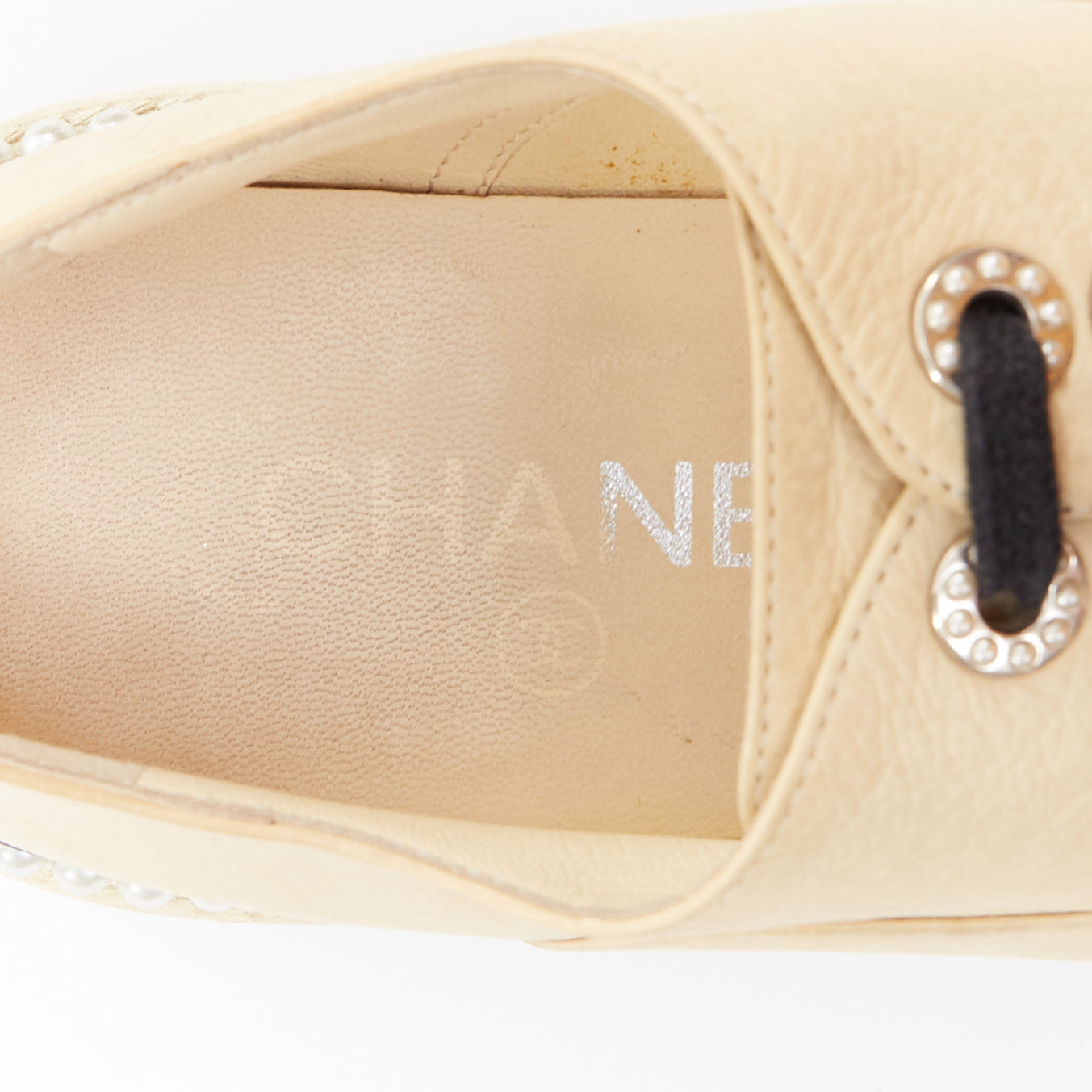 Chanel Leather Pearl Derbies - Detail 1