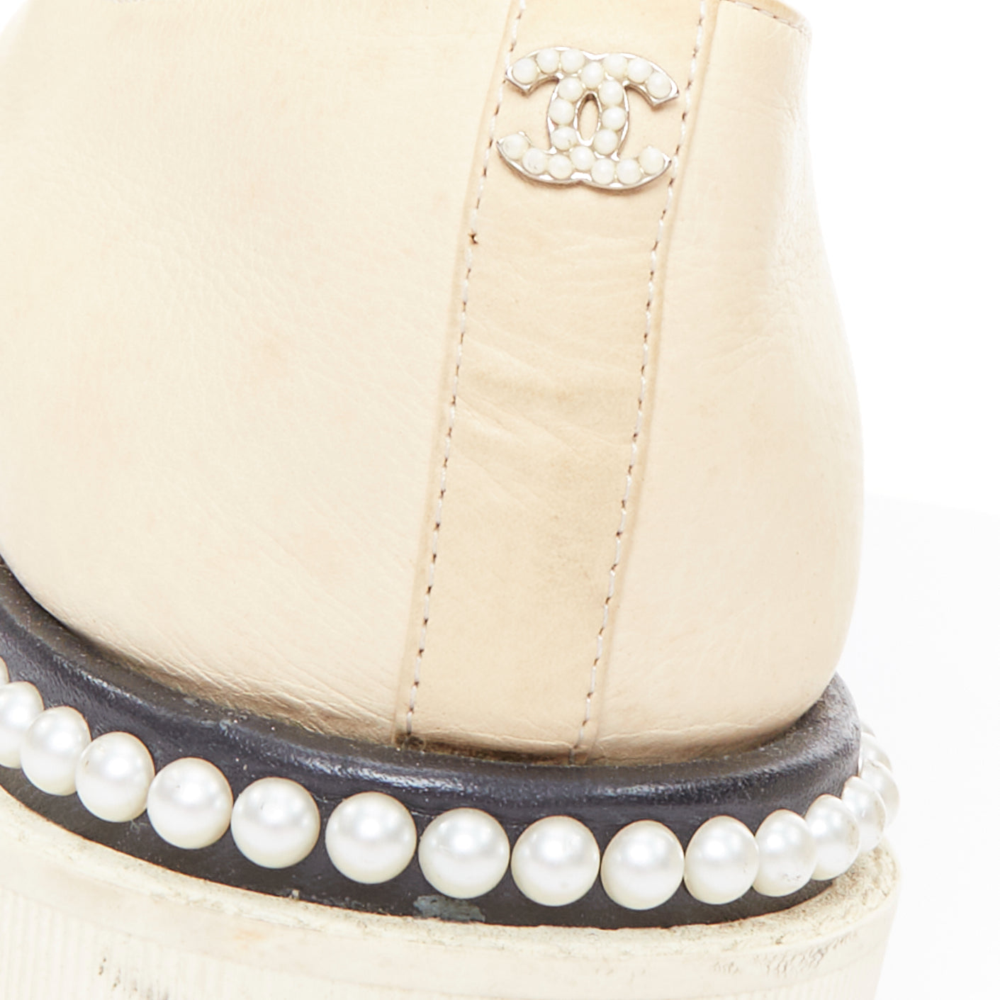 Chanel Leather Pearl Derbies - Image 13