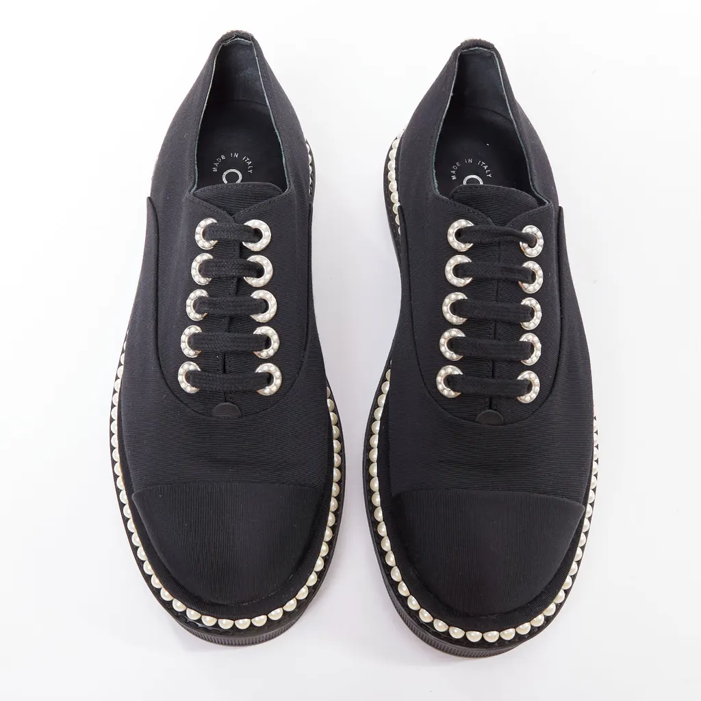 Chanel Pearl Trim Oxfords Black Very good - Inside View