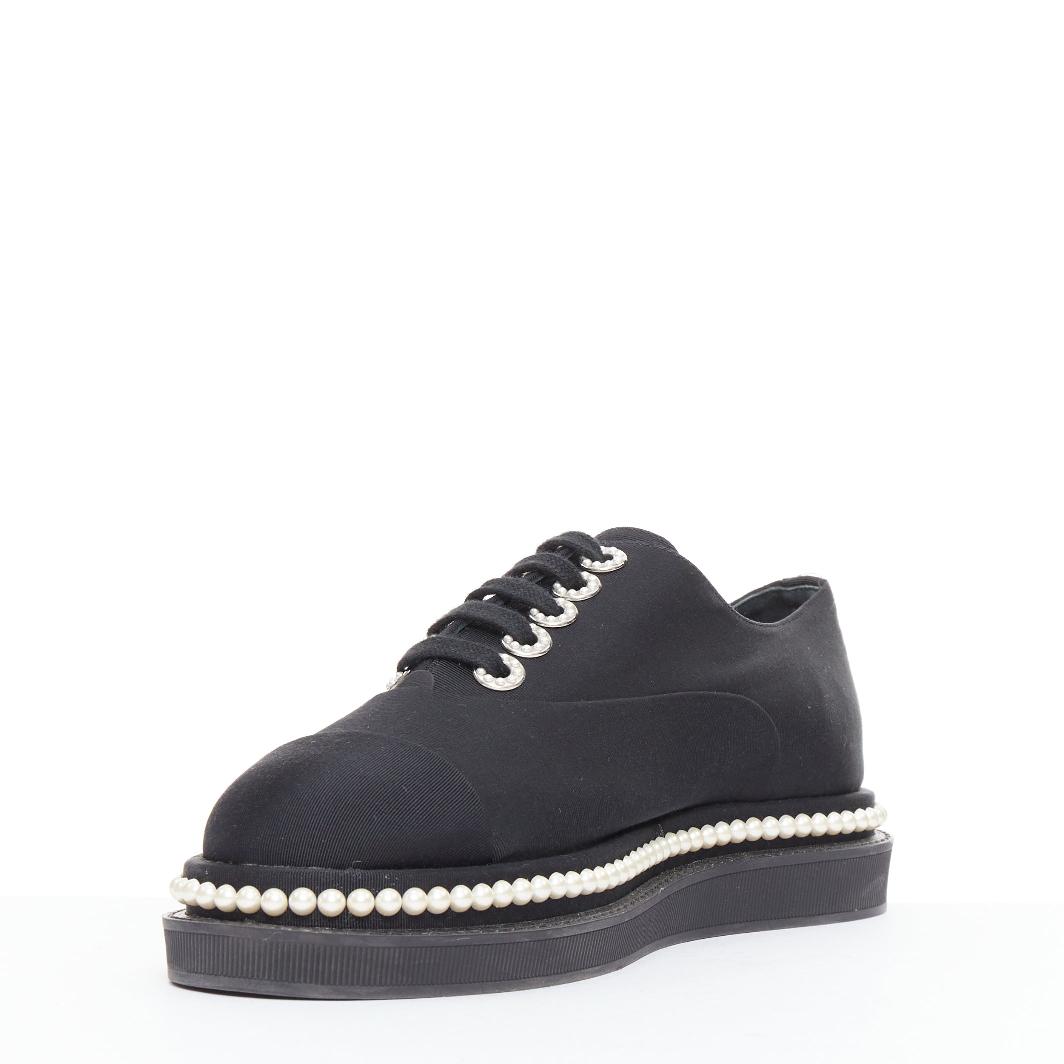 Chanel Pearl Trim Oxfords - 4