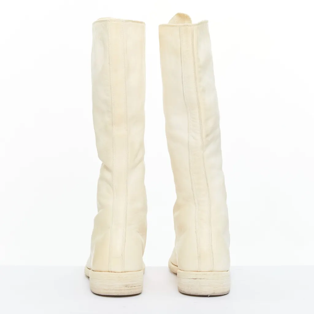 Guidi Distressed Leather Zip Boots Beige Leather Good - Box View