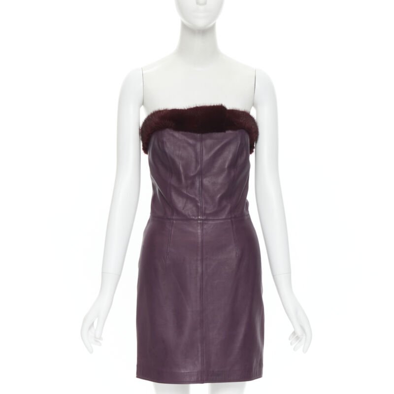 Gianni Versace Leather Strapless Dress