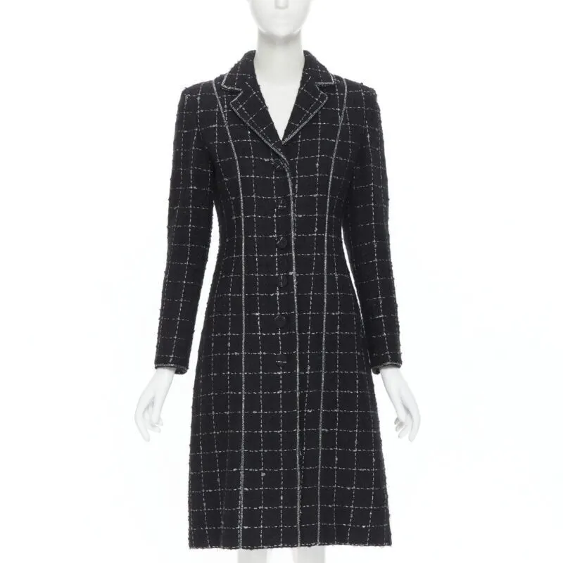 Luisa Beccaria Tweed coat Black Wool Very good - Front View