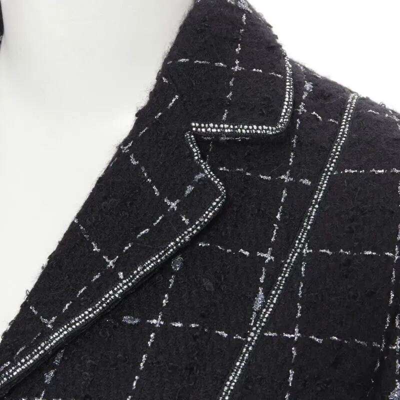 Luisa Beccaria Tweed coat Black Wool Very good - Back View