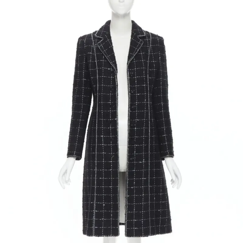 Luisa Beccaria Tweed coat Black Wool Very good - Inside View