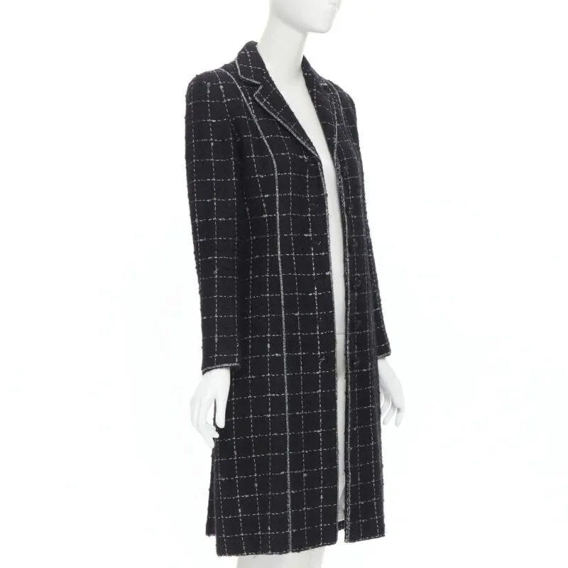Luisa Beccaria Tweed coat Black Wool Very good - Model View