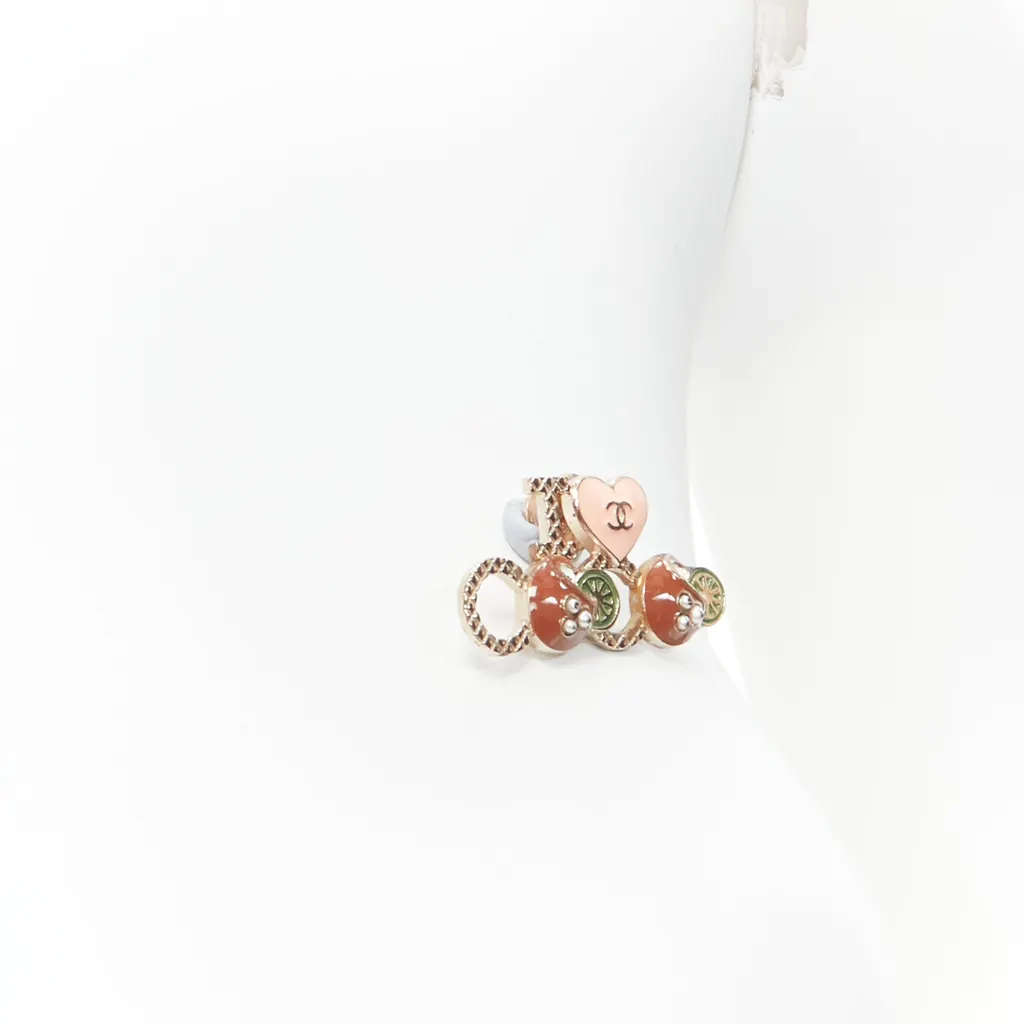 Chanel Heart Pearl Pin Pink Metal Fair - Back View