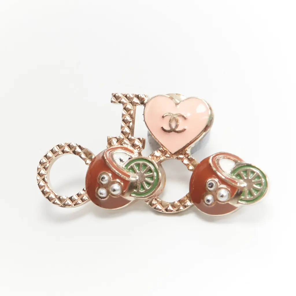 Chanel Heart Pearl Pin Pink Metal Fair - Inside View