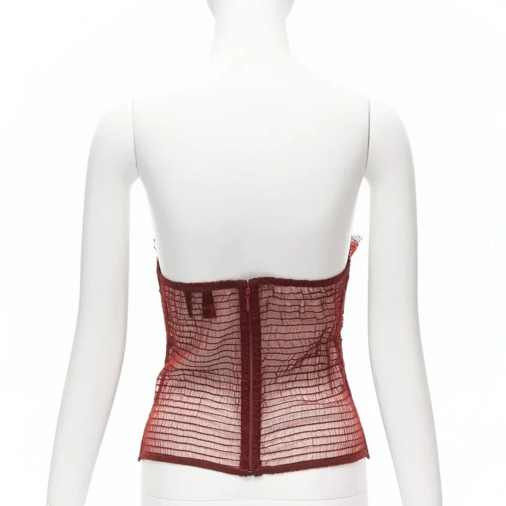 La Perla Beaded Lace Bustier Red Viscose Never worn - Box View