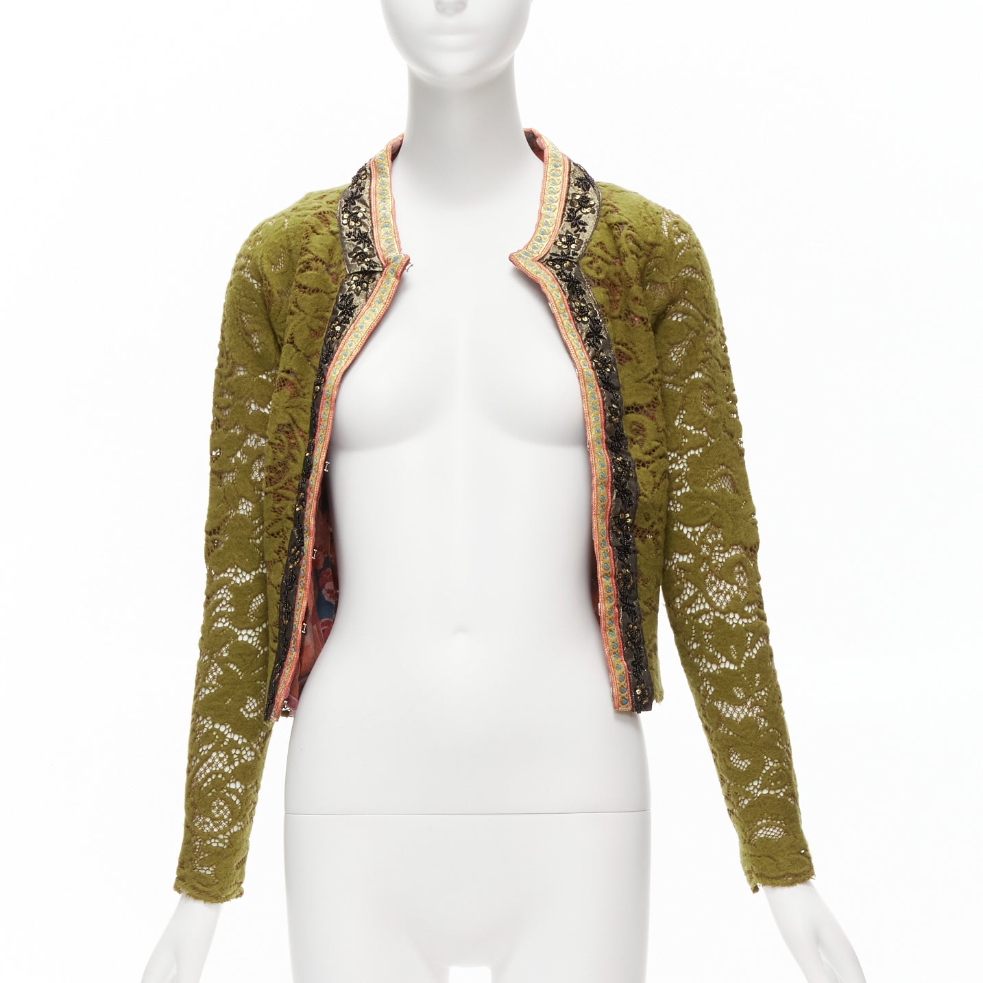 Unsigned / متعددة Beaded Lace Jacket - Image 6