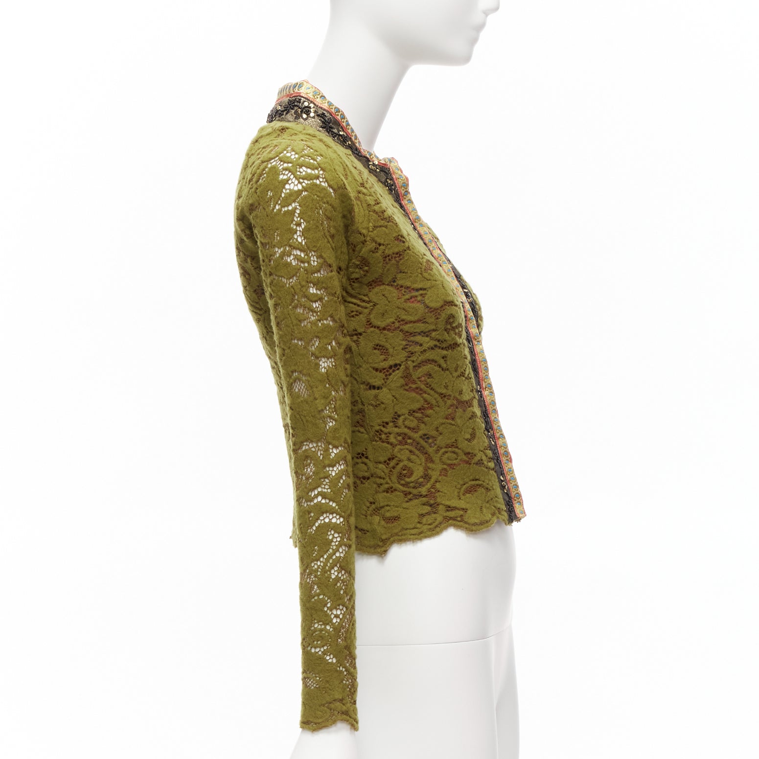 Unsigned / متعددة Beaded Lace Jacket - Side view