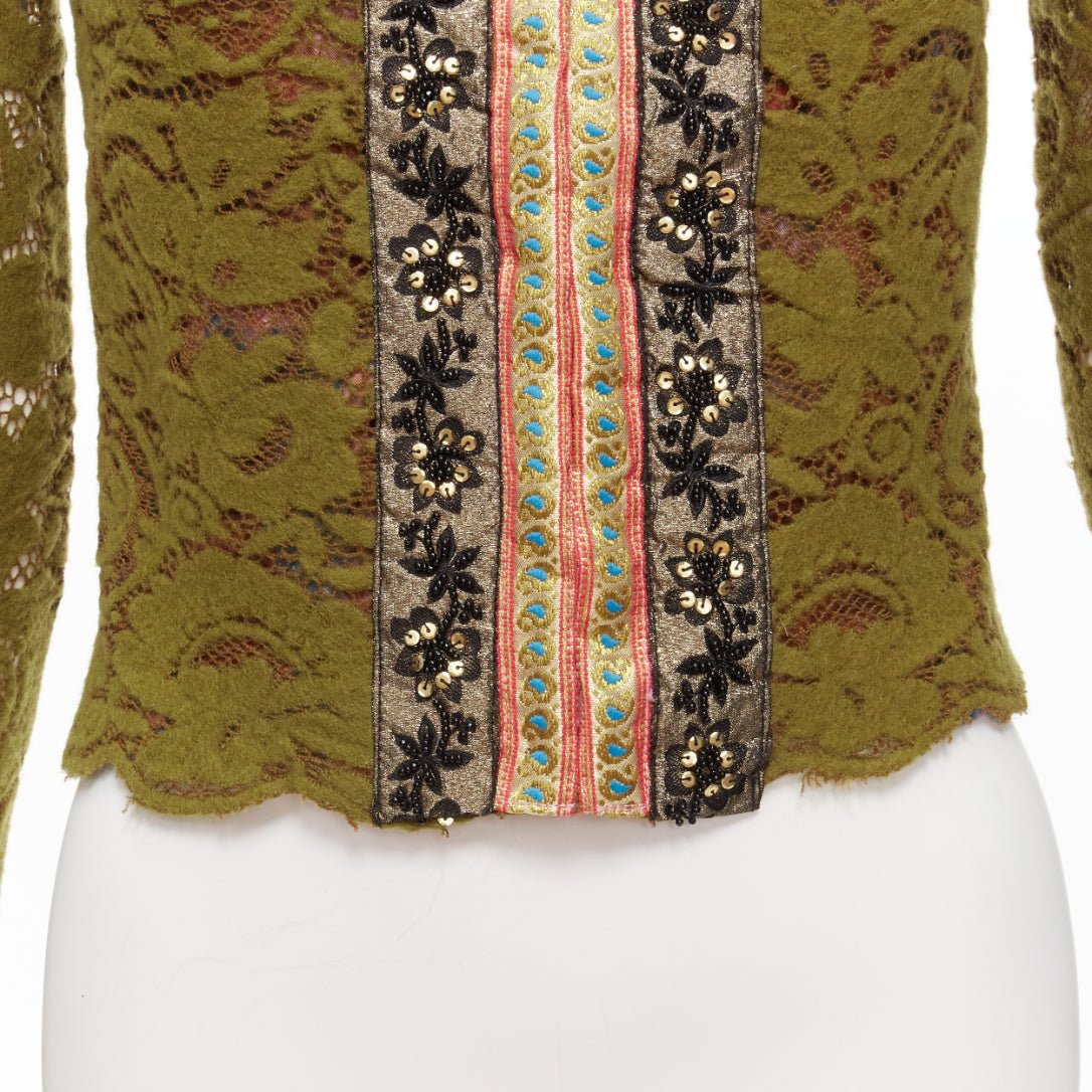 Unsigned / متعددة Beaded Lace Jacket - Image 10