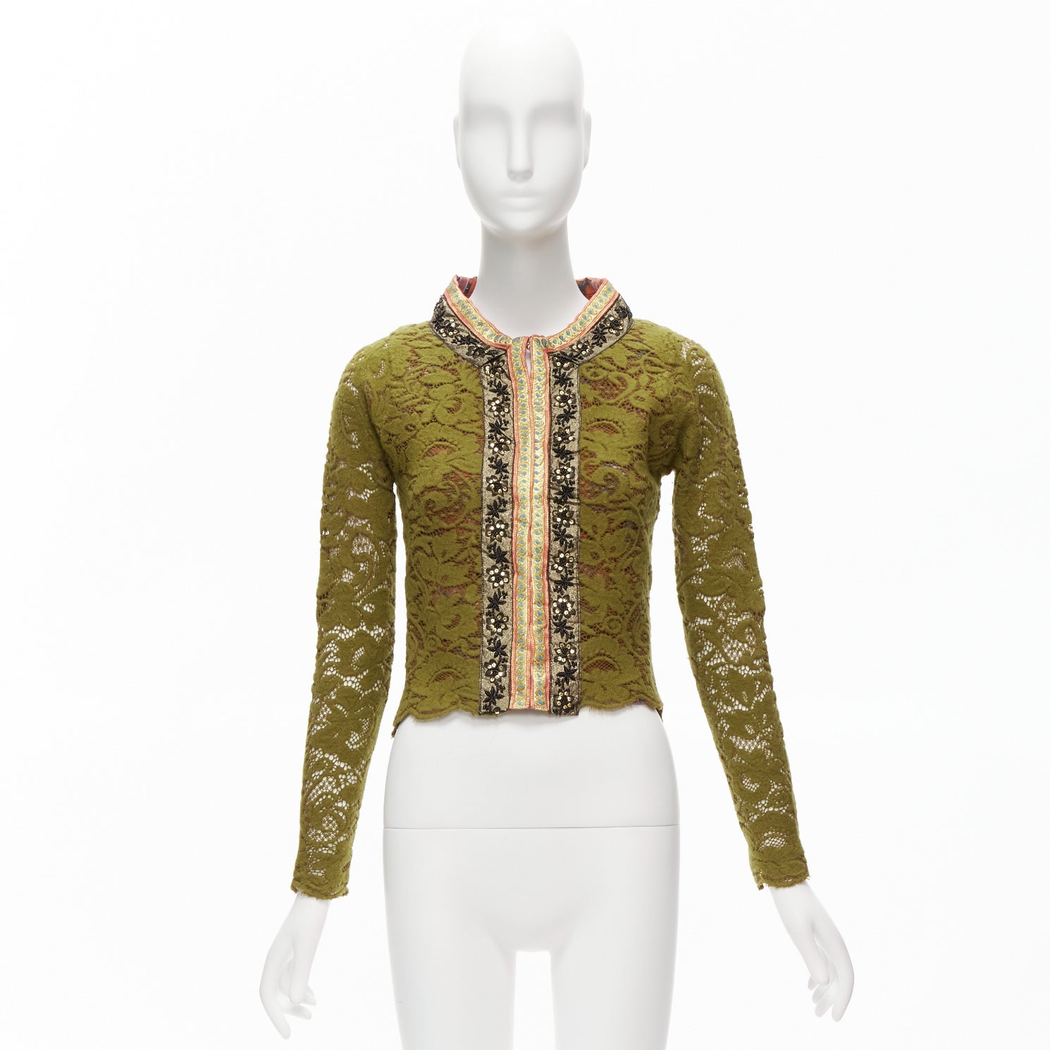 Unsigned / متعددة Beaded Lace Jacket - Image 12