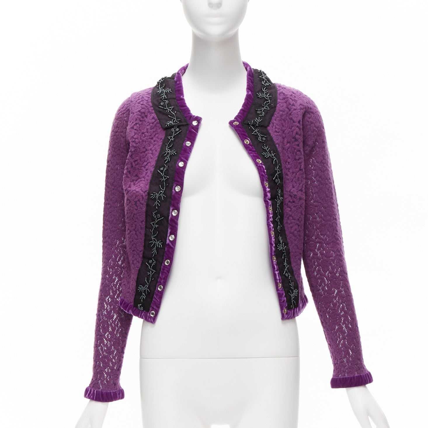 Unsigned / متعددة Lace Velvet Cardigan - Image 6