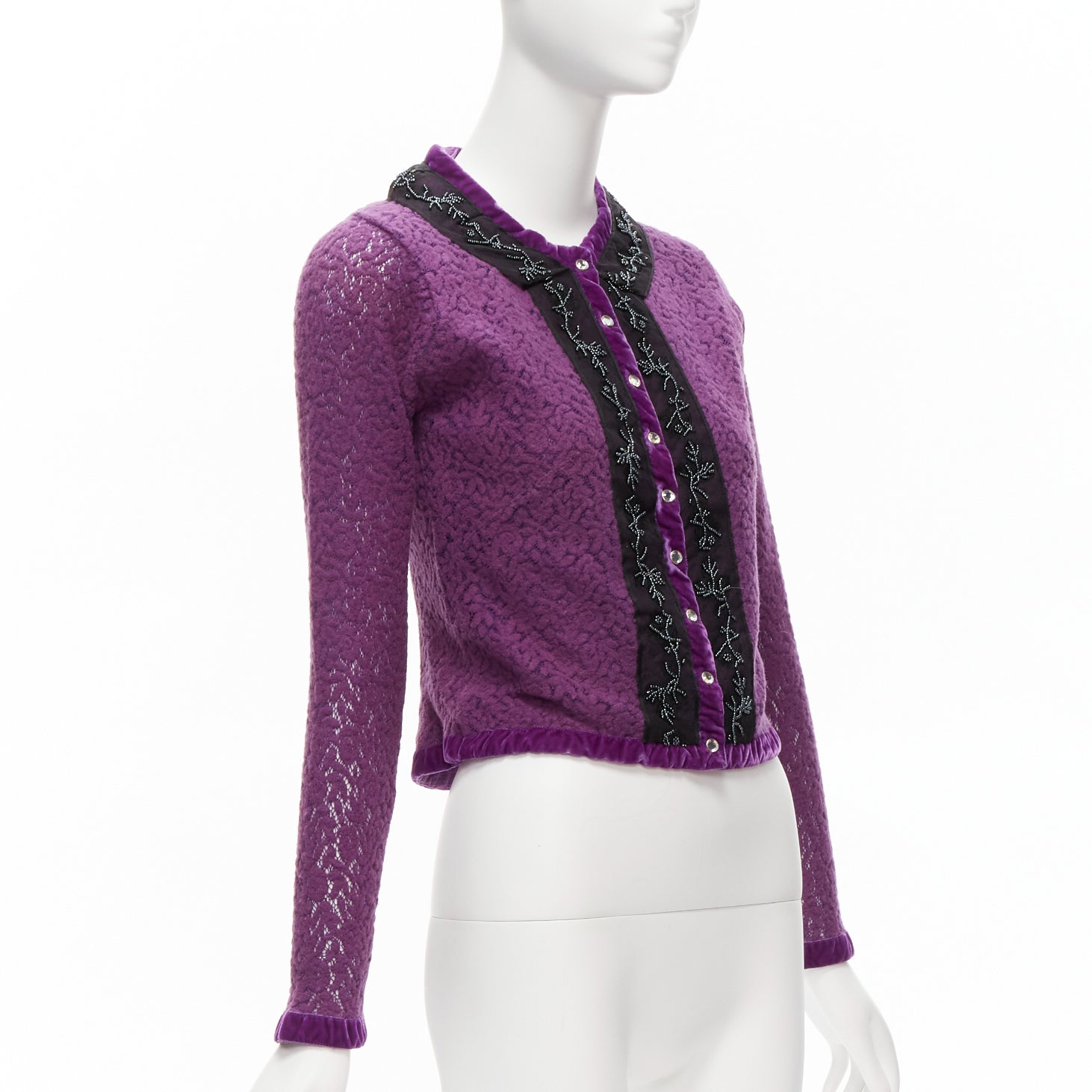 Unsigned / متعددة Lace Velvet Cardigan - 4