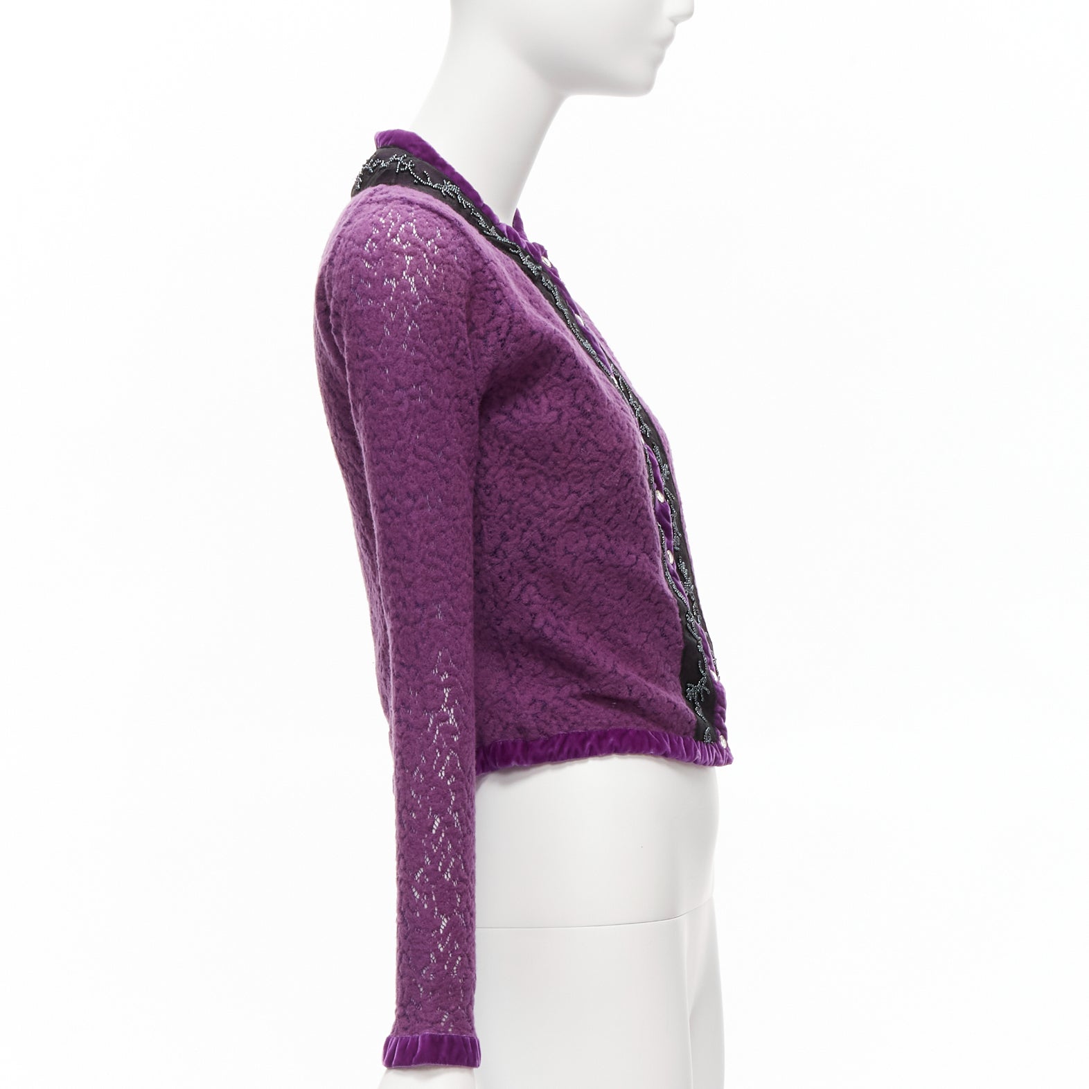 Unsigned / متعددة Lace Velvet Cardigan - Side view