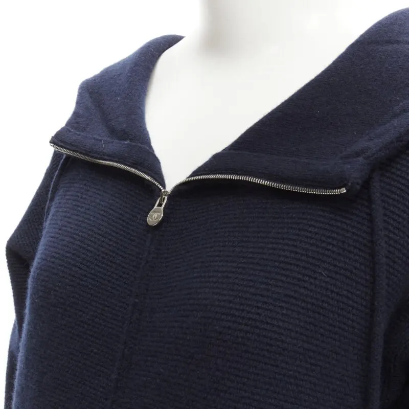 Chanel Zip Hooded Sweater Navy Cashmere Never worn - Back View