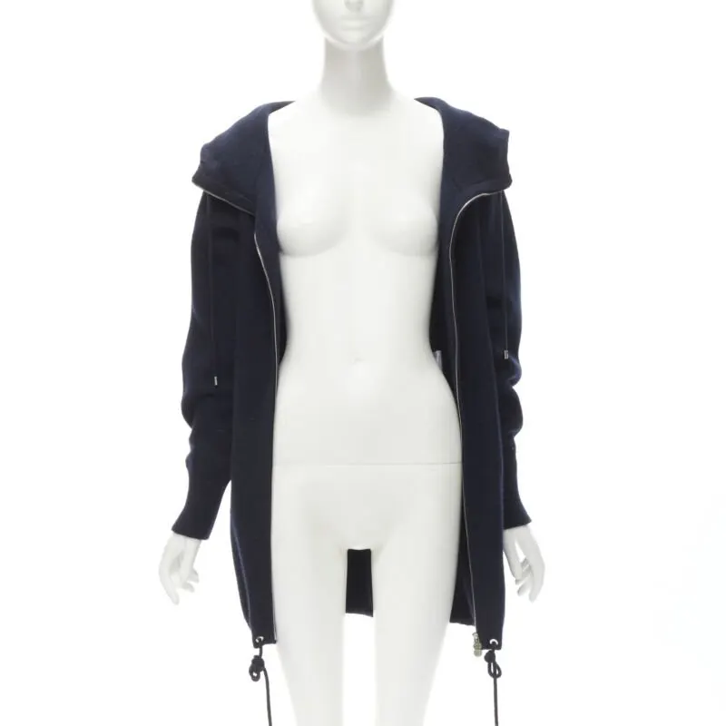 Chanel Zip Hooded Sweater Navy Cashmere Never worn - Inside View