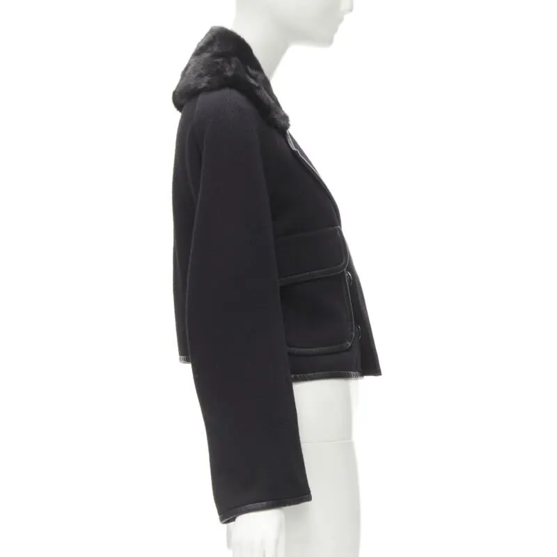 Dsquared2 Mink Fur Trim Jacket Black Cotton Never worn - Box View