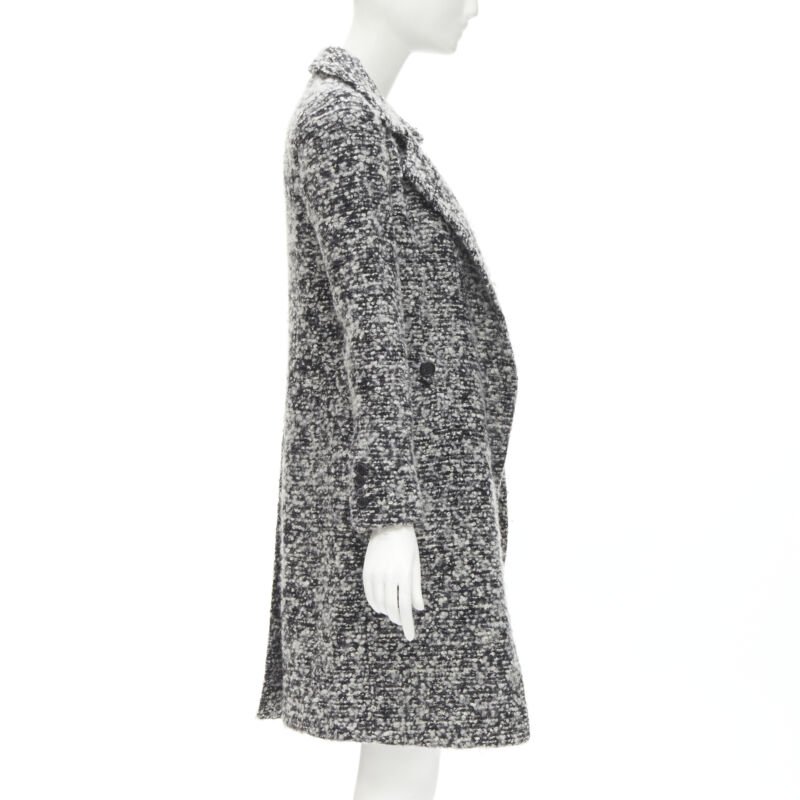 Dior Grey Boucle Wool Coat - Side view