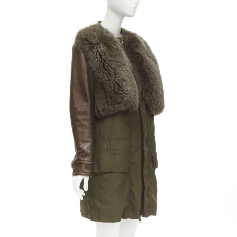 Givenchy Green Fur Sleeve Coat - Image 6
