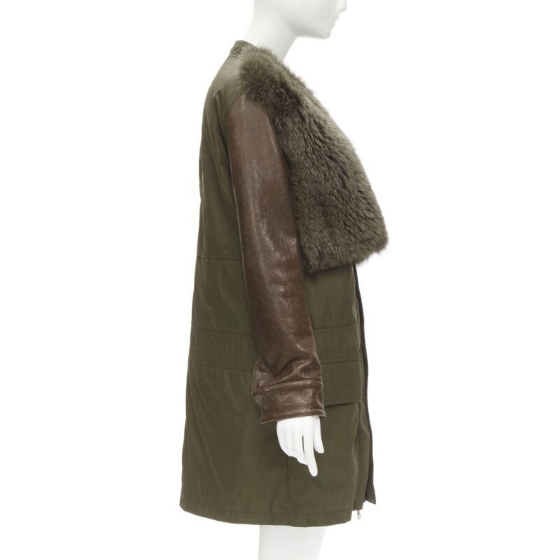 Givenchy Green Fur Sleeve Coat - 4