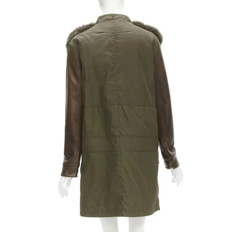 Givenchy Green Fur Sleeve Coat Green Polyamide Never worn - Box View