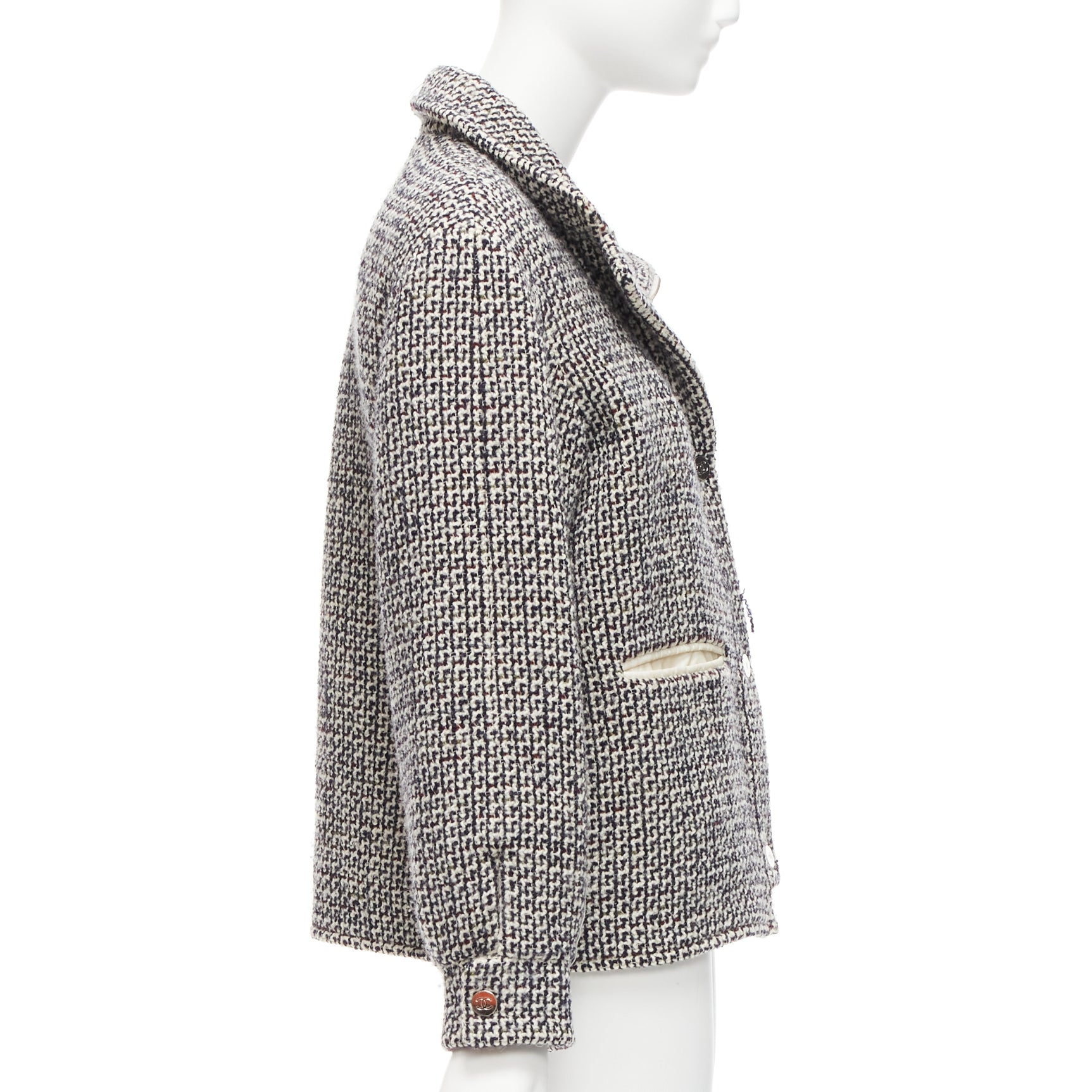 Chanel Reversible Tweed Puffer Coat - Side view