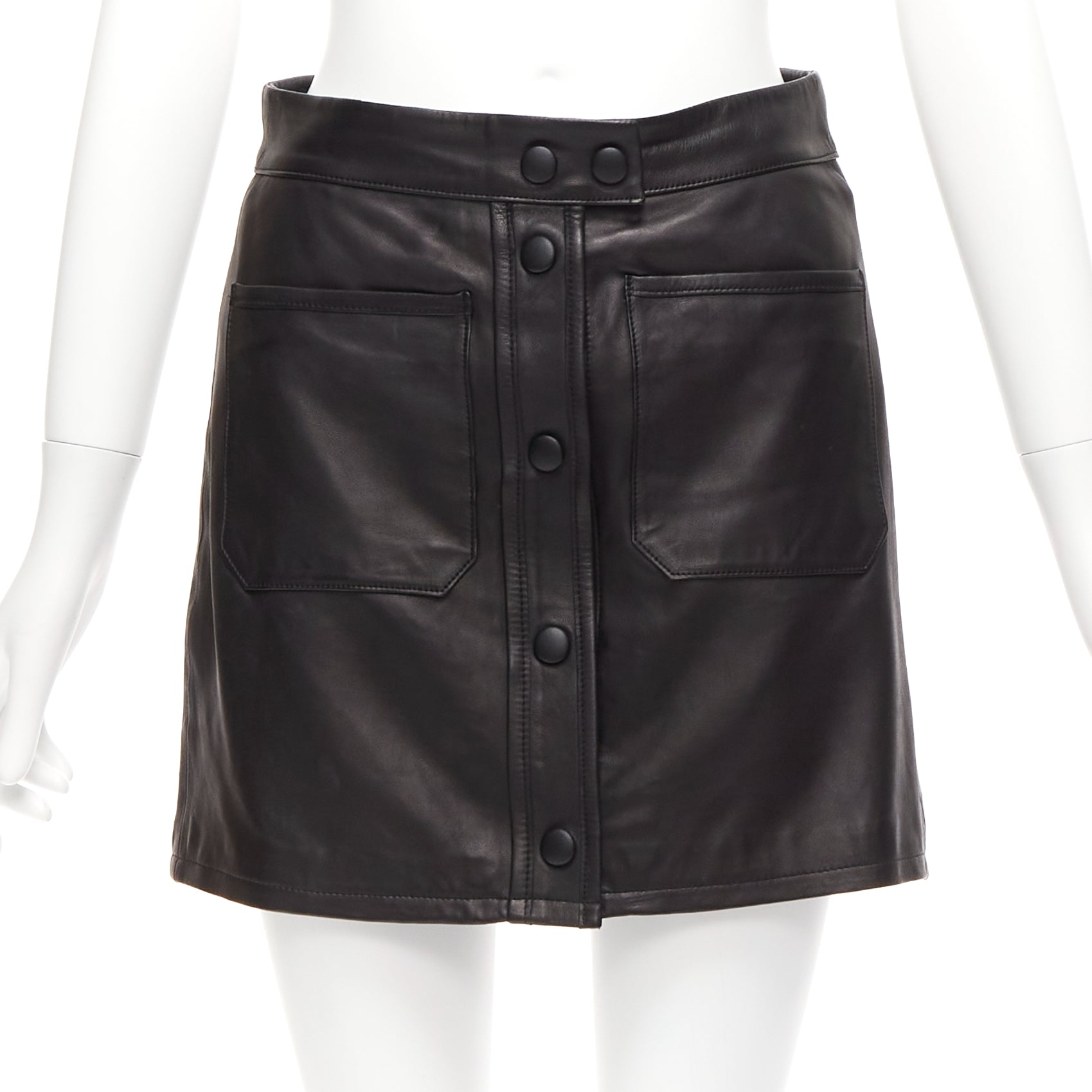 Frame Leather Pocket Skirt